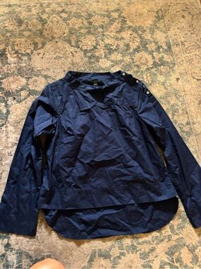 Women’s J Crew Navy Button-Shoulder Long Sleeve Blouse